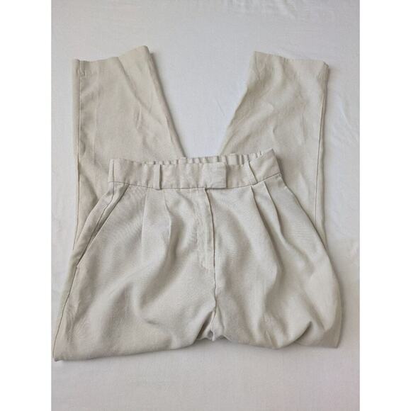 H&M Pants Womens Size 4 High‎ Rise Pleated Straight Leg Khaki Pockets Preppy - Picture 1 of 11